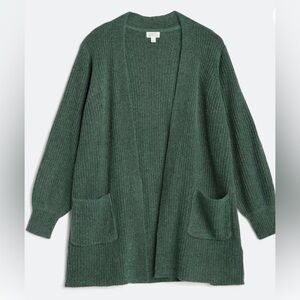 Market & Spruce green Savannah ribbed balloon sleeve open Cardigan size 2X
